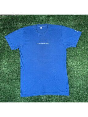 Vintage Y2K Apple Store Genius Quote T-Shirt Blue S Not All Heroes Wear Capes